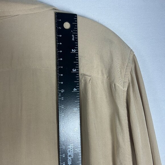 LRL Ralph Lauren ladies Lace up Blouse Large brown capsule career button front - Picture 7 of 11